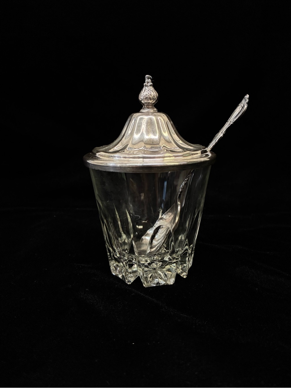 International Deep Silver Sugar Jar And Spoon